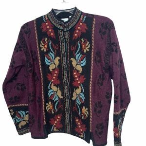 Wool Blend Beautiful Designed Cardigan. Size Petite Medium.